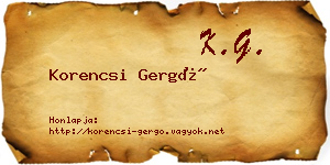 Korencsi Gergő névjegykártya
